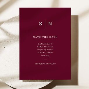 Minimal and Chic Burgundy Wedding Save The Date
