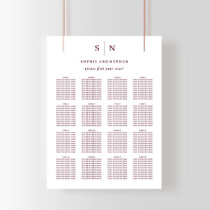 Minimal and Chic Burgundy Wedding Seating Chart