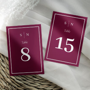 Minimal and Chic Burgundy with Border Wedding Table Number