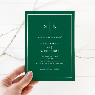 Minimal and Chic Classic Evergreen Border Wedding Invitation
