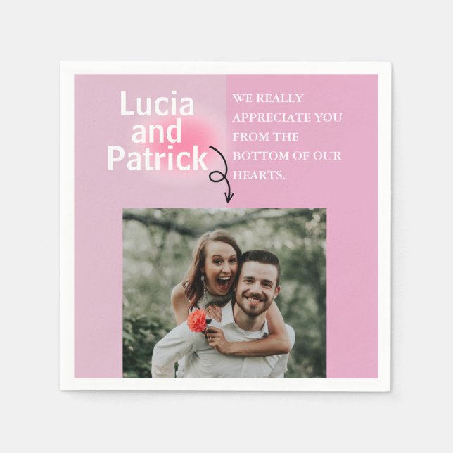 Minimal and Chic Couples Engagement Photo Add Note Napkin (Front)