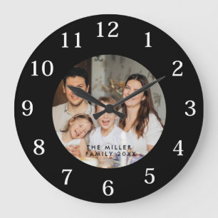 Minimal and Chic Custom Photo and Family Name Large Clock