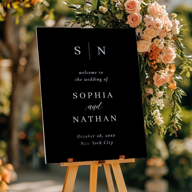 Minimal and Chic | Dark Black Wedding Welcome Acrylic Sign (Creator Uploaded)