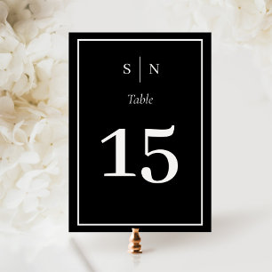Minimal and Chic Dark Black with Border Wedding Table Number