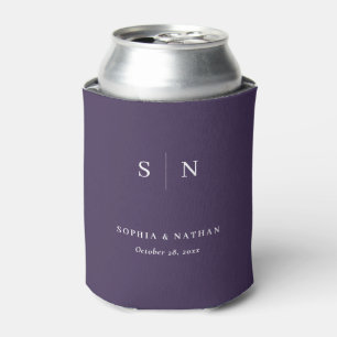 Minimal and Chic Dark Purple Wedding Can Cooler