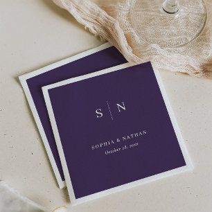 Minimal and Chic Dark Purple Wedding Napkin