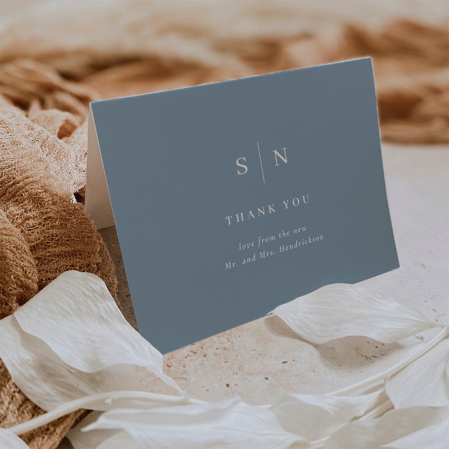 Minimal and Chic | Dusty Blue and White Wedding Thank You Card (Creator Uploaded)