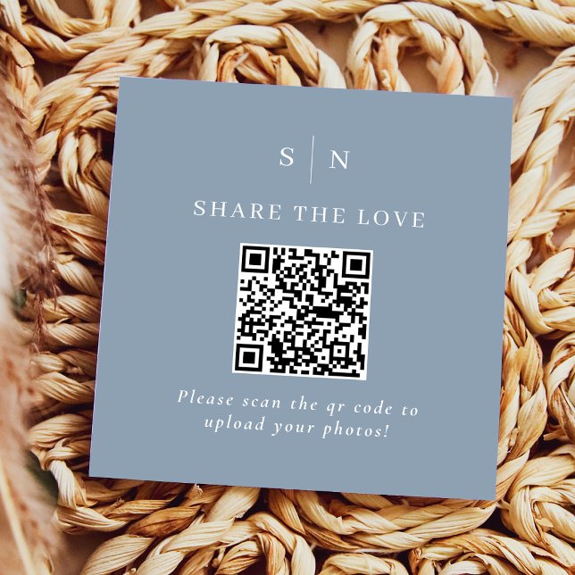 Minimal and Chic Dusty Blue QR Code Share the Love Enclosure Card (Creator Uploaded)