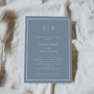Minimal and Chic Dusty Blue Rehearsal Dinner Invitation