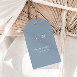 Minimal and Chic | Dusty Blue Wedding Gift Tags<br><div class="desc">These elegant,  modern dusty blue wedding favour gift tags feature a simple white text design that exudes minimalist style. Add your initials or monogram to make them completely your own.</div>