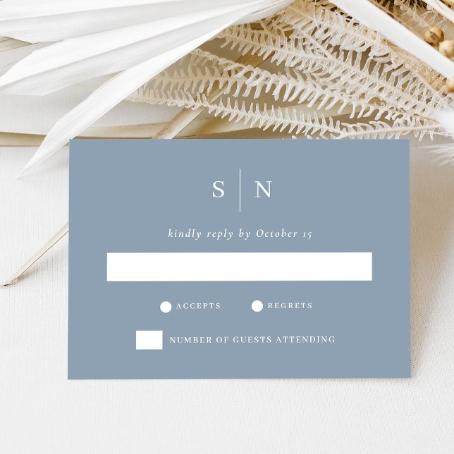 Minimal and Chic Dusty Blue | Wedding RSVP Card (Creator Uploaded)