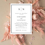 Minimal and Chic | Elegant Rehearsal Dinner Invitation<br><div class="desc">These elegant,  modern wedding rehearsal dinner invitations feature a simple black and white minimalist text design,  with a classic frame at the border. Add your initials or monogram to make them completely your own.</div>