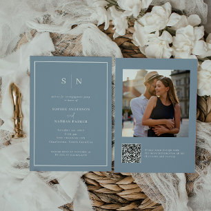 Minimal and Chic Engagement Party QR Code Photo Invitation