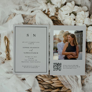 Minimal and Chic   Engagement Party QR Code Photo Invitation