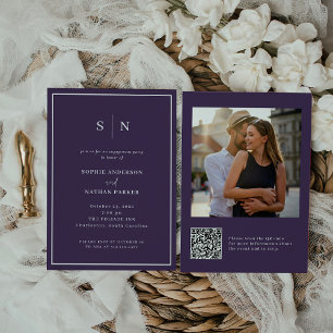 Minimal and Chic Engagement Party QR Code Photo Invitation