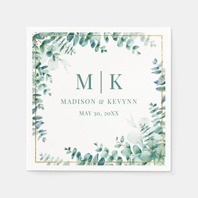 Minimal and Chic | Eucalyptus Wedding Napkins (Front)