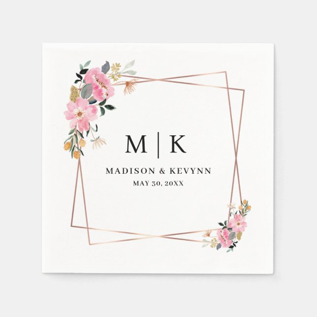 Minimal and Chic Floral  | Wedding Napkins (Front)