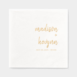 Minimal and Chic Gold and White Wedding Foil Napkins