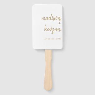 Minimal and Chic   Gold and White Wedding  Hand Fan