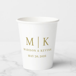 Minimal and Chic   gold and White  Wedding Paper Cups