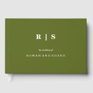 Minimal and Chic green White Border Guest Book
