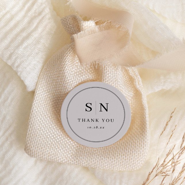 Minimal and Chic | Grey and Black Wedding Initial Classic Round Sticker (Creator Uploaded)