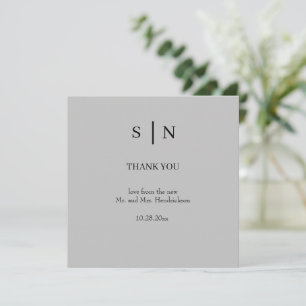 Minimal and Chic Grey and Black Wedding Thank You Card