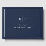 Minimal and Chic | Navy and White Border Wedding Guest Book<br><div class="desc">This elegant,  modern wedding guest book features a simple dark navy blue and white minimalist text design,  with a classic frame at the border. Add your initials or monogram to make it completely your own.</div>