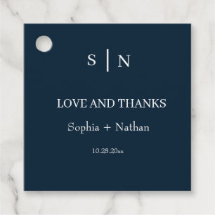 Minimal and Chic   Navy Blue and White Wedding Favour Tags
