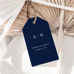 Minimal and Chic | Navy Blue Wedding Gift Tags<br><div class="desc">These elegant,  modern dark navy blue wedding favour gift tags feature a simple white text design that exudes minimalist style. Add your initials or monogram to make them completely your own.</div>