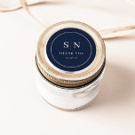 Minimal and Chic | Navy Blue Wedding Monograms Classic Round Sticker<br><div class="desc">These elegant,  modern wedding thank you favour stickers feature a simple dark navy blue and white text design that exudes minimalist style. Add your initials or monogram to make them completely your own.</div>