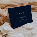 Minimal and Chic | Navy Blue Wedding Thank You Card<br><div class="desc">These elegant,  modern wedding thank you cards feature a simple dark navy blue and white text design that exudes minimalist style. Add your initials or monogram to make them completely your own.</div>