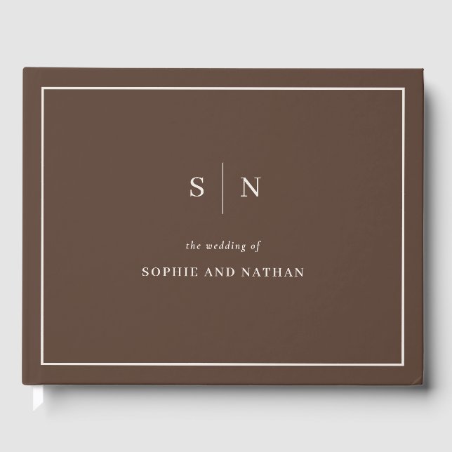 Minimal and Chic Neutral Brown Wedding Guest Book (Front)