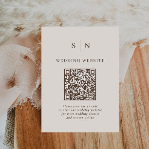 Minimal and Chic Neutral Scannable QR Code Wedding Enclosure Card