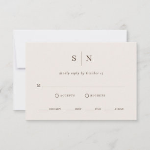 Minimal and Chic   Neutral Warm White Meal Choice RSVP Card