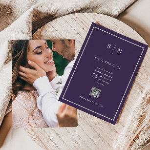 Minimal and Chic   Photo Back and QR Code Wedding Save The Date