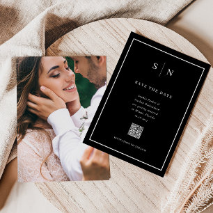 Minimal and Chic Photo Back and QR Code Wedding Save The Date