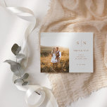 Minimal and Chic | Photo Boho Wedding Thank You Postcard<br><div class="desc">These elegant,  modern wedding thank you postcards feature a simple boho terracotta and white text design that exudes minimalist style,  with your favorite personal wedding photo. Add your initials or monogram to make them completely your own.</div>