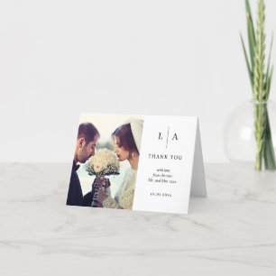 Minimal and Chic Photo Wedding Elegant Modern Thank You Card