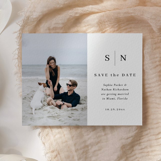 Minimal and Chic | Photo Wedding Save the Date Postcard (Creator Uploaded)