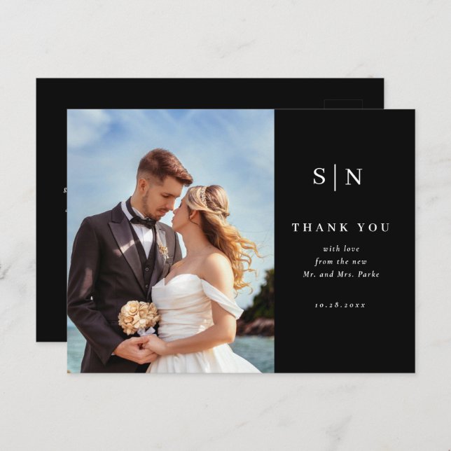 Minimal and Chic | Photo Wedding Thank You Postcard (Front/Back)