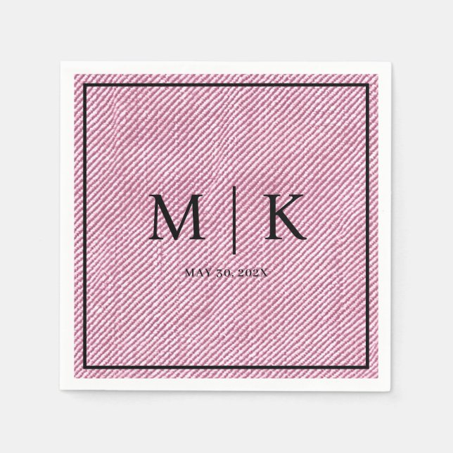 Minimal and Chic | Pink Denim Fabric Wedding  Napkin (Front)