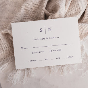 Minimal and Chic   Purple and White Meal Choice RSVP Card