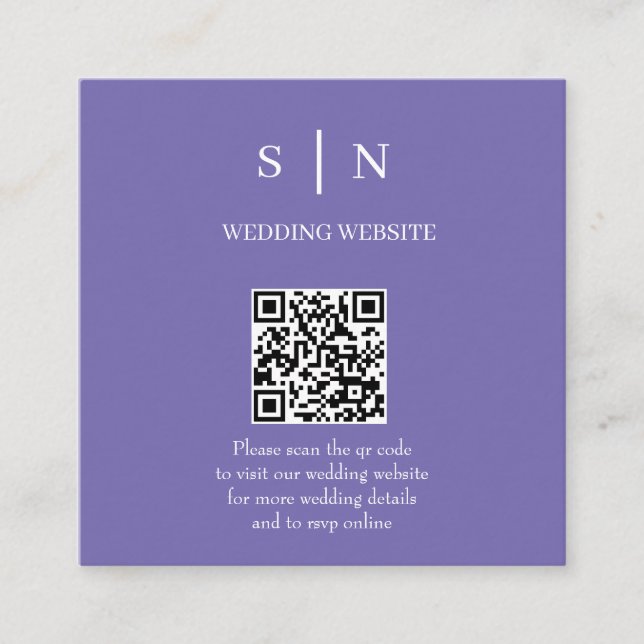 Minimal and Chic | Purple and White QR Code Enclosure Card (Front)