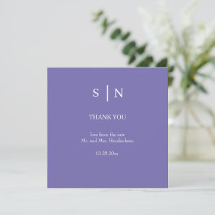Minimal and Chic Purple and White Wedding Thank You Card