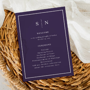 Minimal and Chic Purple   Elegant Border Wedding Programme