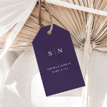 Minimal and Chic | Purple Wedding Gift Tags<br><div class="desc">These elegant,  modern purple wedding favour gift tags feature a simple white text design that exudes minimalist style. Add your initials or monogram to make them completely your own.</div>
