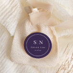 Minimal and Chic | Purple Wedding Initial Classic Round Sticker<br><div class="desc">These elegant,  modern wedding thank you favour stickers feature a simple colourful purple and white text design that exudes minimalist style. Add your initials or monogram to make them completely your own.</div>