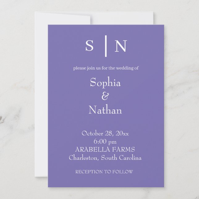 Minimal and Chic | Purple Wedding Invitation (Front)