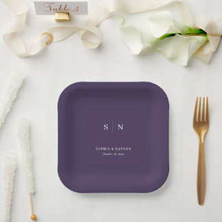 Minimal and Chic Purple | Wedding Paper Plate